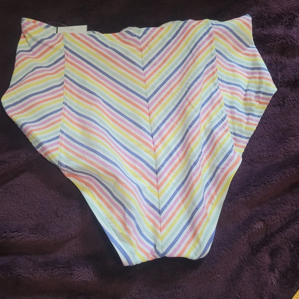 kate spade new York Beach stripe‎ bikini Bottom NWOT Large